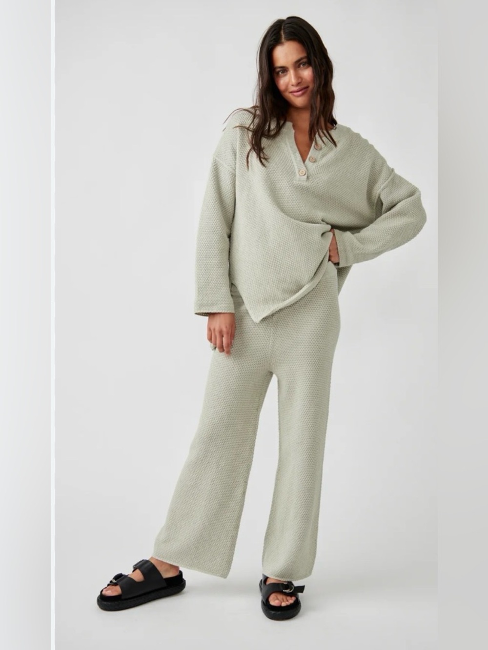 Free people Hailee seafoam green wideleg pants, cropped